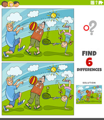 differences educational game with kids playing in the park