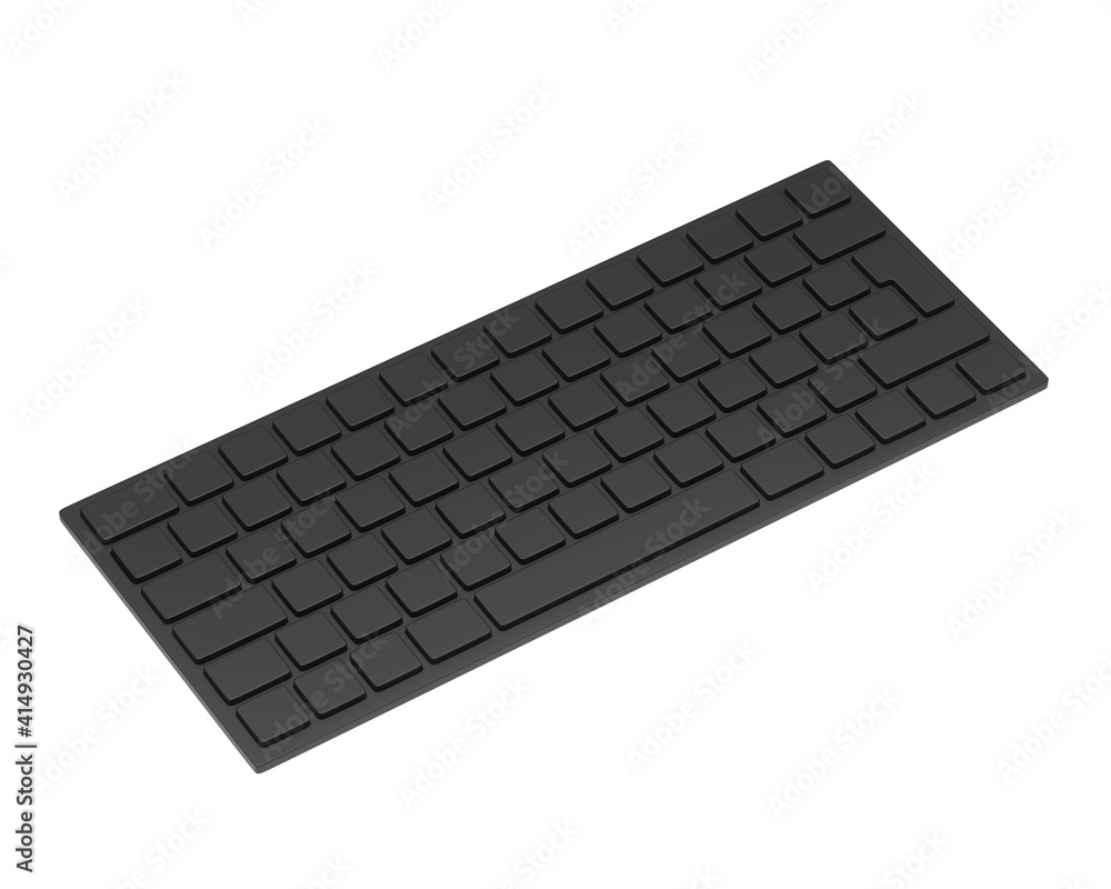 Aufkleber perspective of the keyboard. close up with black keys, 3d, 3d rendering, 3d render of a white keyboa