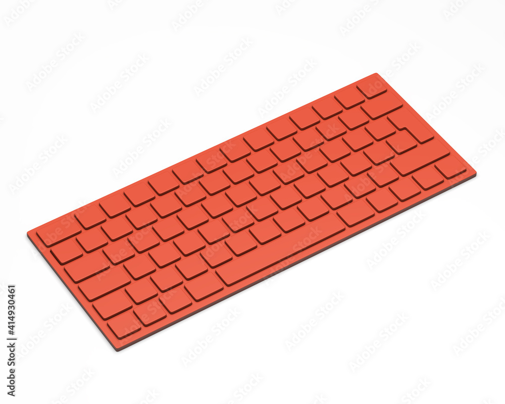 Poster perspective of the keyboard. close up with black keys, 3d, 3d rendering, 3d render of a white keyboa