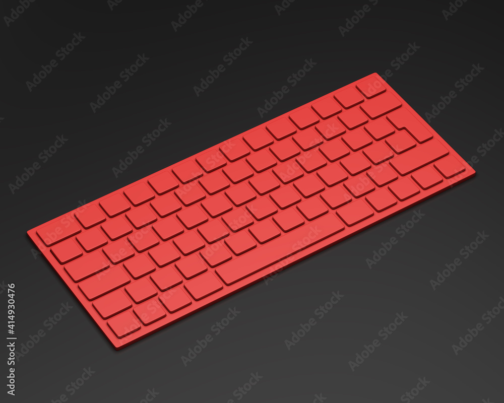 Aufkleber perspective of the keyboard. close up with black keys, 3d, 3d rendering, 3d render of a white keyboa