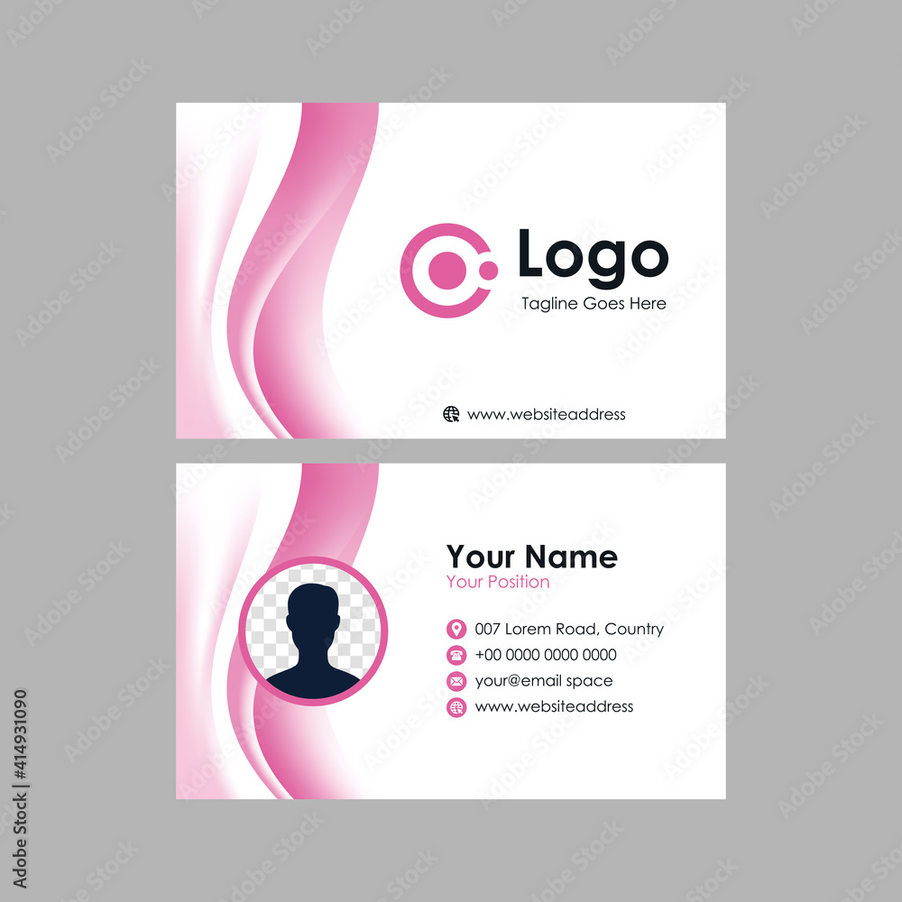 Aufkleber clean smooth business card with pink wavy mesh gradient background design, professional stylish name