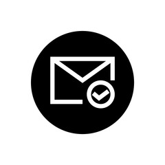 Successful email icon in black round style