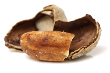 Brazil nuts on white background