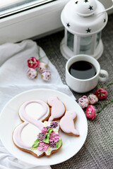 Sweet gingerbread for international women's day, flowers.