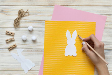 DIY Easter decor, step 2, paper Easter bunnies