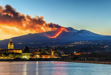 eruzione dell'Etna del 16/02/2021 - obrazy, fototapety, plakaty