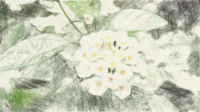 art drawing color of lantana flower in natural gardem
