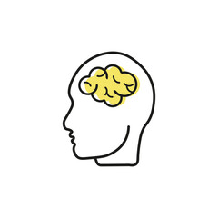 Human face icon with brain. vector illustration