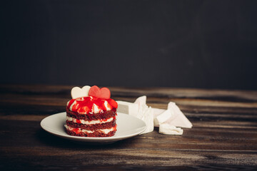 round red cake sweets dessert candy snack wooden background