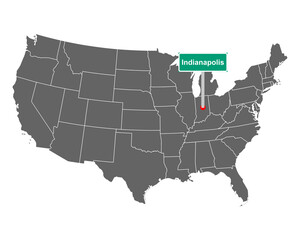 Indianapolis Ortsschild und Karte der USA