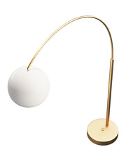 Modern brass metal floor lamp with white glazed glass bulb. 3d render