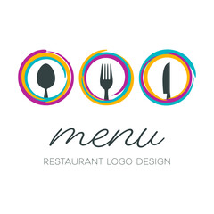 Abstract vector restaurant menu design simple cutlery signs