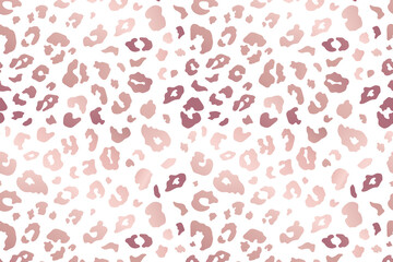 Vector Trendy abstract rose gold leopard background. Wild animal cheetah skin metallic golden pink texture on white background for fashion print design, wallpaper