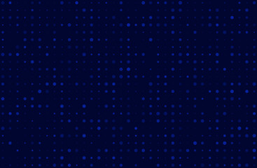 Dark blue background with dots of different sizes. Halftone pattern. General design for banners, cards, and wallpapers. Vector