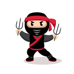 Cute ninja with a black suit mascot design