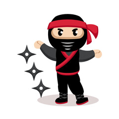 Cute ninja with a black suit mascot design
