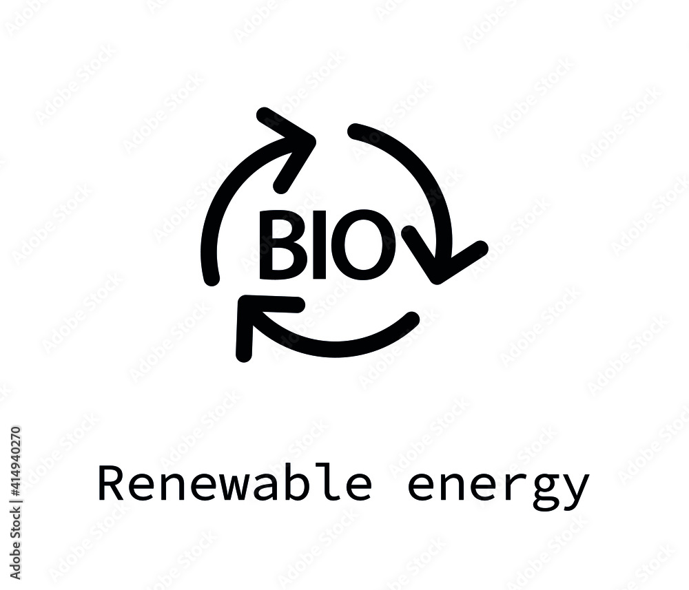 Poster reewable energy vector icon. editable stroke. symbol in line art style for design, presentation, web