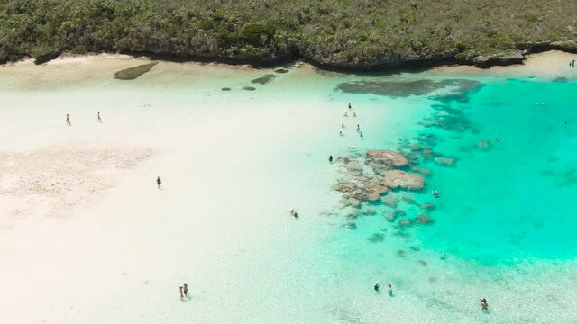 Aerial of Natural Pool, on Isle of Pines in New Caledonia. Ile des pins.