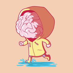 Brain in a Storm vector illustration. Brainstorm, inspiration, innovation design concept.