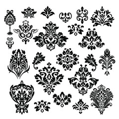 Oriental vector damask for greeting cards and wedding invitations and for template silhouettes .