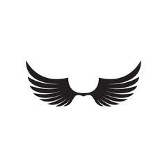 Black wing drawing on a white background. Vector