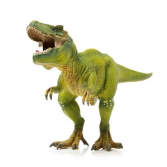 Rolgordijnen Dinosaurus dinosaurussen speelgoed op witte achtergrond