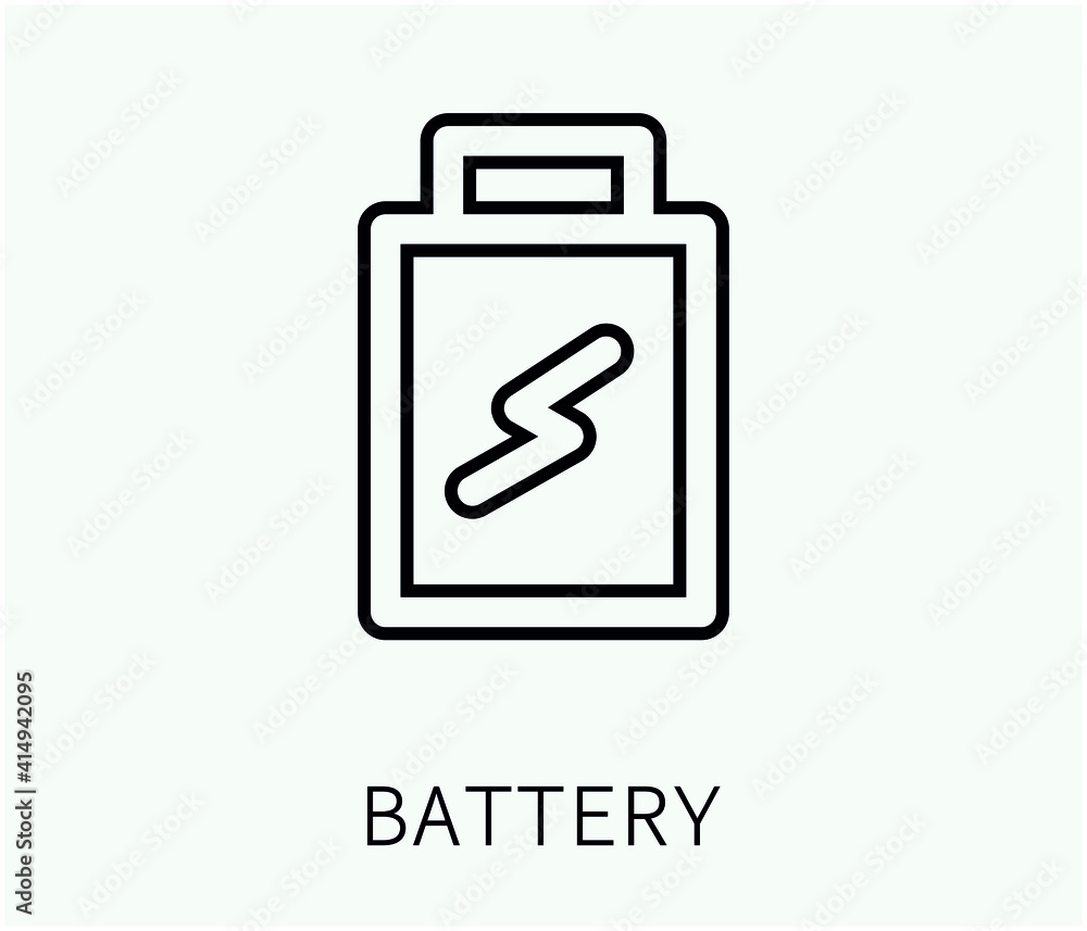 Poster battery vector icon. editable stroke. symbol in line art style for design, presentation, website or 