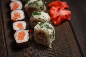 sushi rolls red ginger restaurant delicacy asian cuisine
