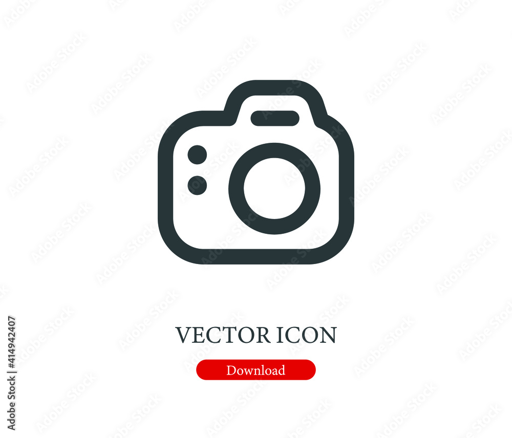 Aufkleber camera vector icon. editable stroke. symbol in line art style for design, presentation, website or a