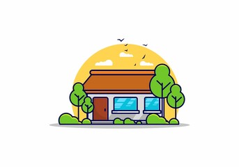 Comfortable simple house flat illustration