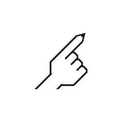Hand and finger tip in the form of a pencil. Vector symbol