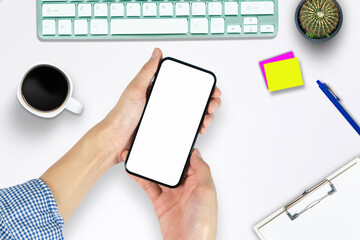 Top view over the tablet computer notebook with smartphone office style .