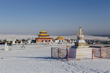 Buddist temple in winter. Buryatia region of Russia