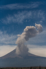 Closeup shot of the volcano Popocatepetl in Mexico