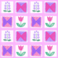 pink, lilac, pastel seamless pattern   paper texture hand drawing strokes, spring spring flowers tulip