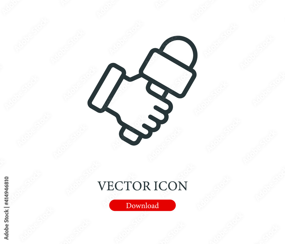 Poster interview vector icon. editable stroke. symbol in line art style for design, presentation, website o