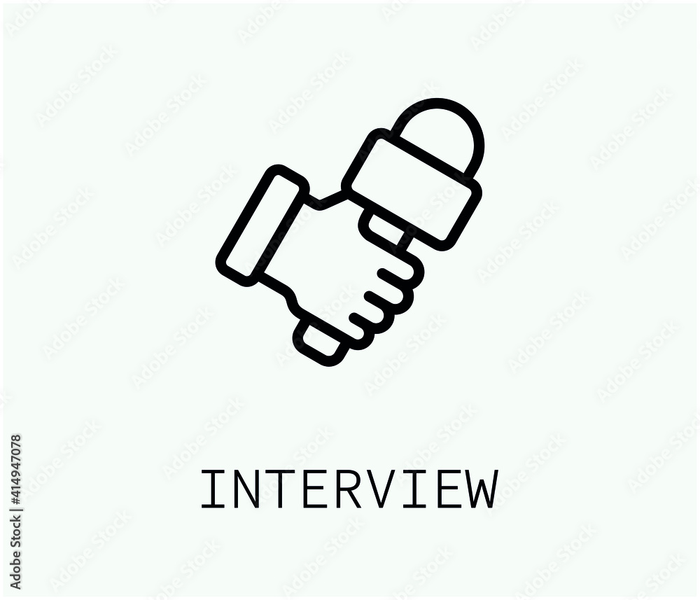 Poster interview vector icon. editable stroke. symbol in line art style for design, presentation, website o