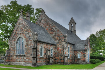 Fototapeta na wymiar stone church of st john the baptist Anglican Lakefield Ontario