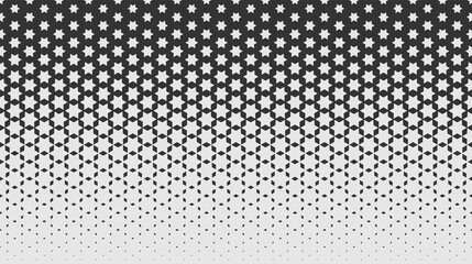 Monochrome repeating geometric texture with stars and gradient. Vector seamless pattern for background, wallpaper, textile, fabric, web site backdrop. Simple shapes.