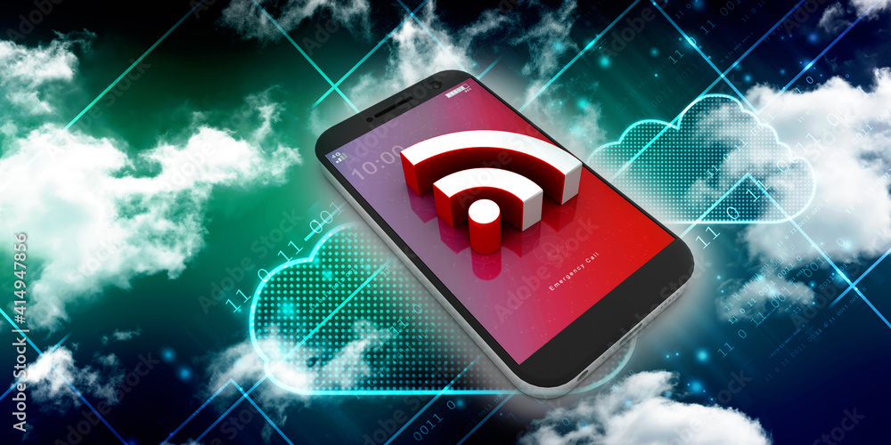 Aufkleber 3d rendering transmitter mobile wifi