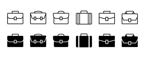 Briefcase icon set. Vector graphic illustration. Suitable for website design, logo, app, template, and ui. 