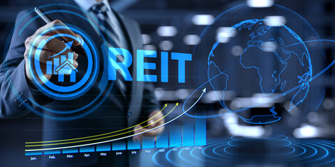 REIT Real estate investment fund ETF Financial stock market business concept.