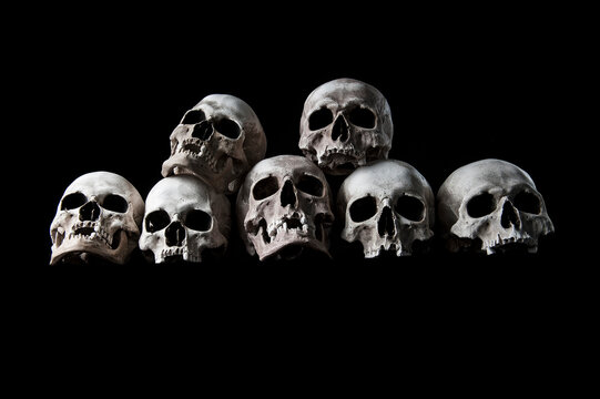 Death skulls human heads isolated