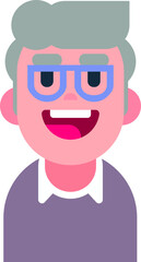 vector face of an old man. flat image of smiling old man face