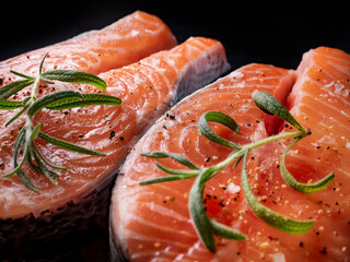 Fresh raw salmon fish fillet, close up