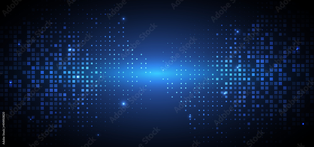 Poster abstract technology futuristic digital concept square pattern with lighting glowing particles square