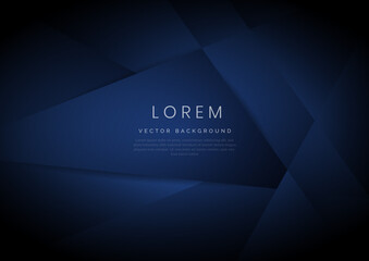 Fototapeta premium Abstract dark blue triangle overlapping layer background. Modern style. Science and technology.