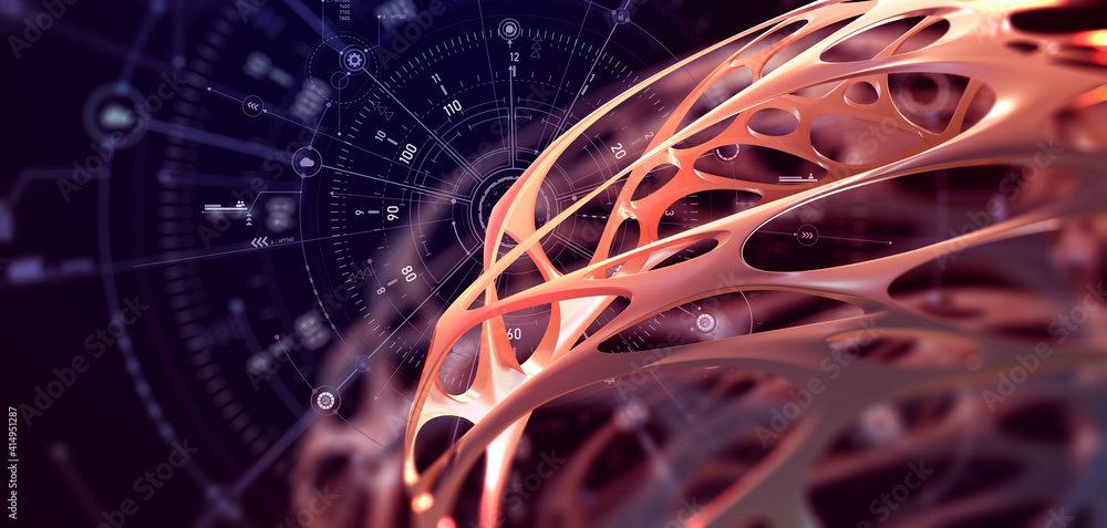 Leinwandbilder neural network in a synthetic organism. nanotechnology and networking. fantastic macrocosm. abstract