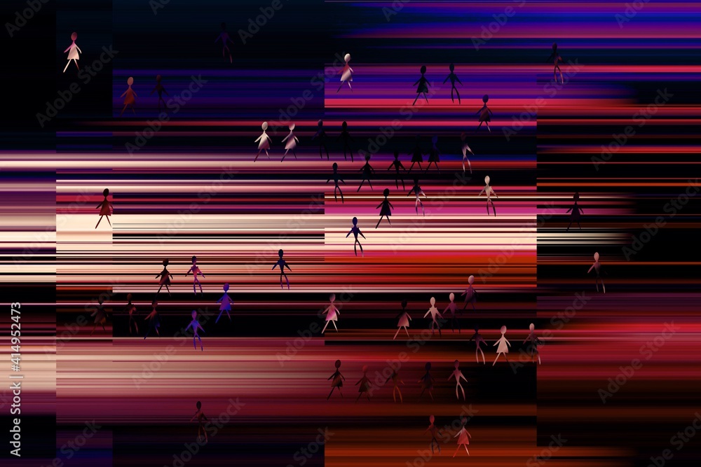 Fototapete modern background with dead pixel and bug, glitch and error signal. optical distortion, overlapping 