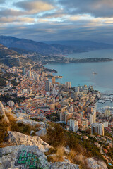 View of Montecarlo from the Tete de Chien, Principality of Monaco